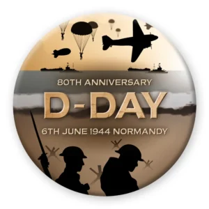stock image of soldiers on a beach with aircraft and parachutes in the background 
